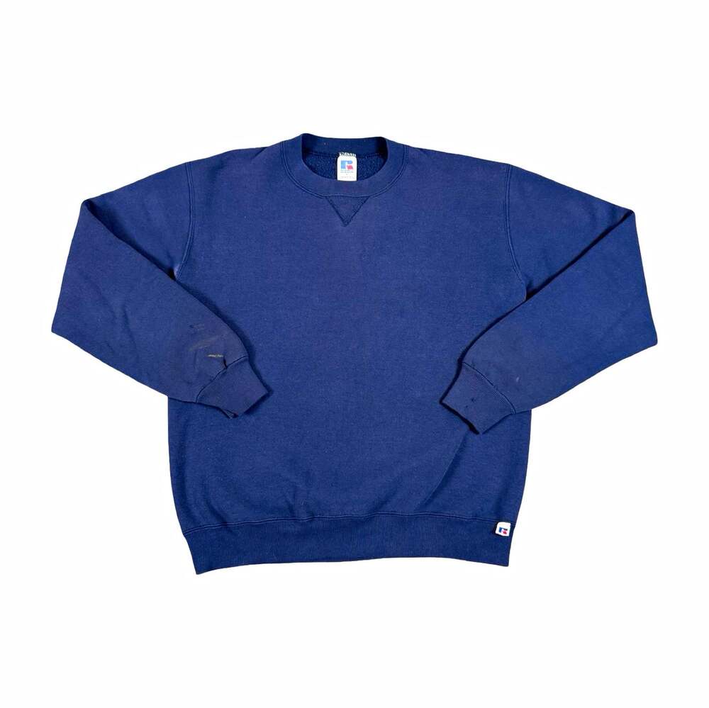 Vintage Russell Athletic Faded Men’s Blue Crewneck Pullover Sweatshirt Size M